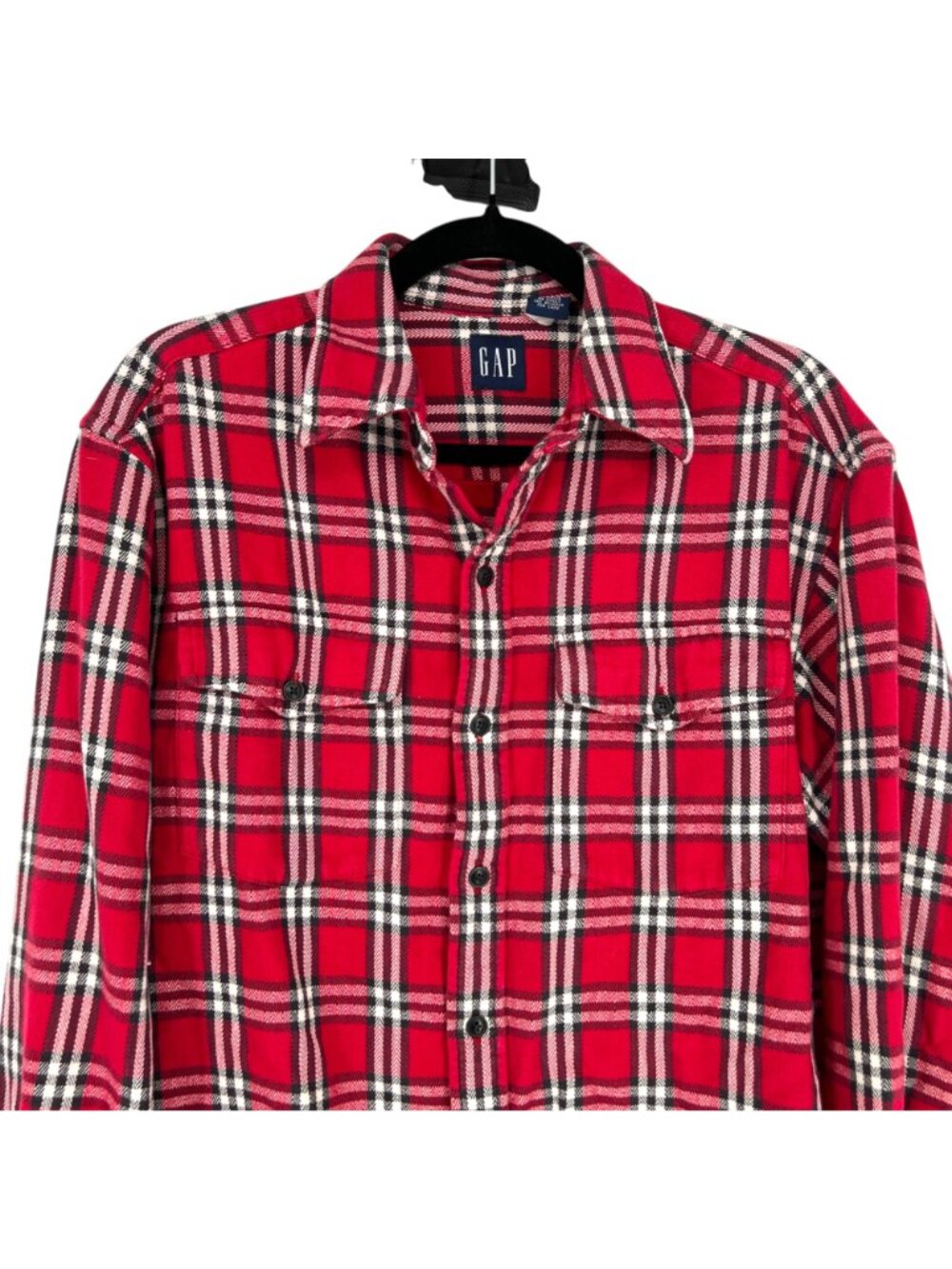 GAP Men’s Shirt Red Plaid Tartan Long Sleeve Button Up Pocket Cotton Size Small - Picture 2 of 9